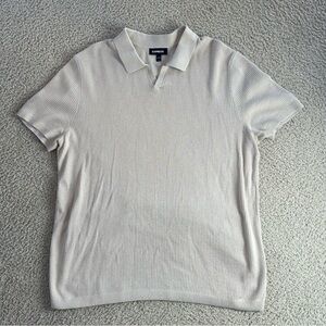 EXPRESS Ribbed Short Sleeve Johnny Collar Sweater Polo